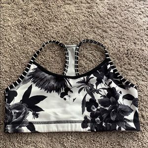 Lululemon Black and White Flower Sports Bra